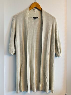 Eileen‎ Fisher Open Front Long Cardigan Duster | Cotton Silk Blend | Size L